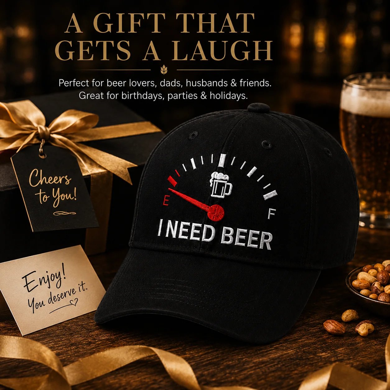 🔥LAATSTE DAG 50% KORTING - 🍺 ‘I NEED BEER’ geborduurde baseballpet – Unisex herdenkingspet🧢
