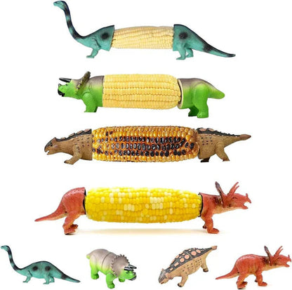 🦕⭐Nieuw in 2026⭐ Dinosaurus maïskolfhouders - Grappige maïskolfhouder voor kinderen en volwassenen met roestvrijstalen pinnen