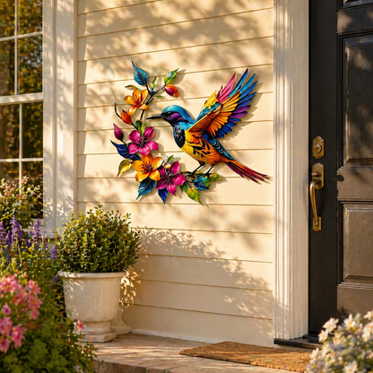 Hummingbird Bloom – metalen wanddecoratie