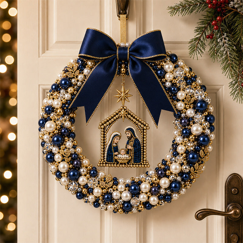 🎄✨ DIY-set voor een kerstkrans met parels – Handgemaakte deurversiering voor de feestdagen met kralen 💎🎀
