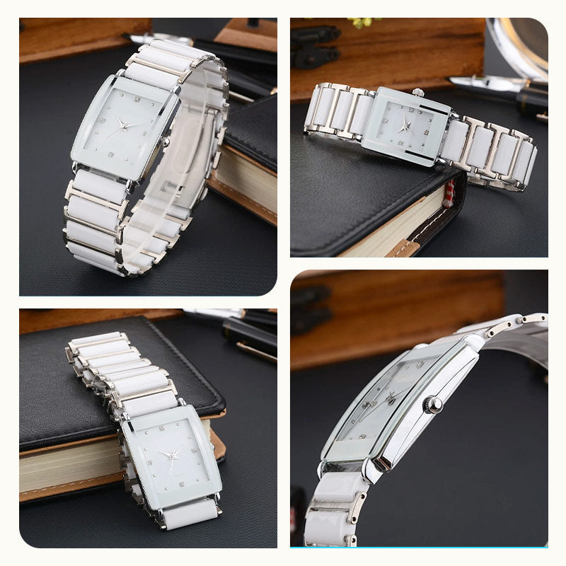 ⌚Modieus vierkant keramisch quartzhorloge
