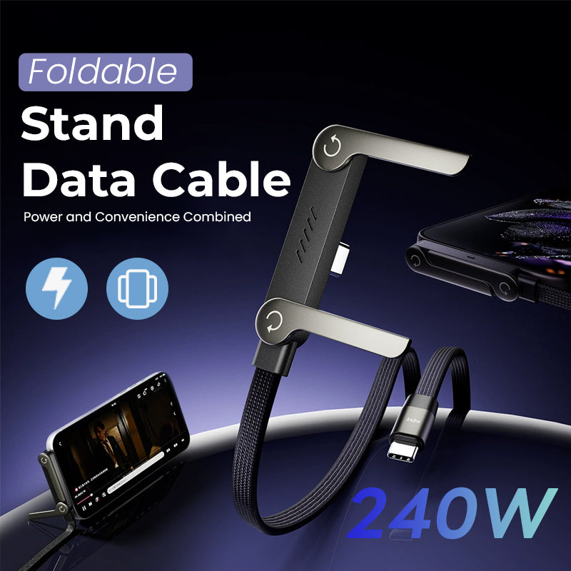 ⚡2-in-1 Onzichtbare Houder Oplaadkabel – 240W Snellaadkabel met Ingebouwde Telefoonstandaard