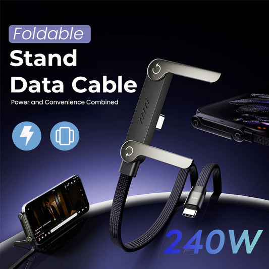 ⚡2-in-1 Onzichtbare Houder Oplaadkabel – 240W Snellaadkabel met Ingebouwde Telefoonstandaard