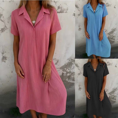 👗 V-Hals Katoen-Linnen Shirtjurk