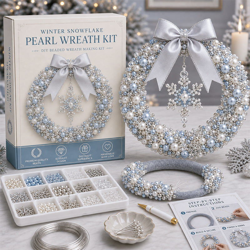 🎄✨ DIY-set voor een kerstkrans met parels – Handgemaakte deurversiering voor de feestdagen met kralen 💎🎀