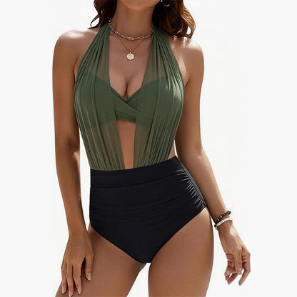 Stijlvol Tweedelig Badpak Romantische Strandbikini Met Hoge Taille En Buikcorrectie