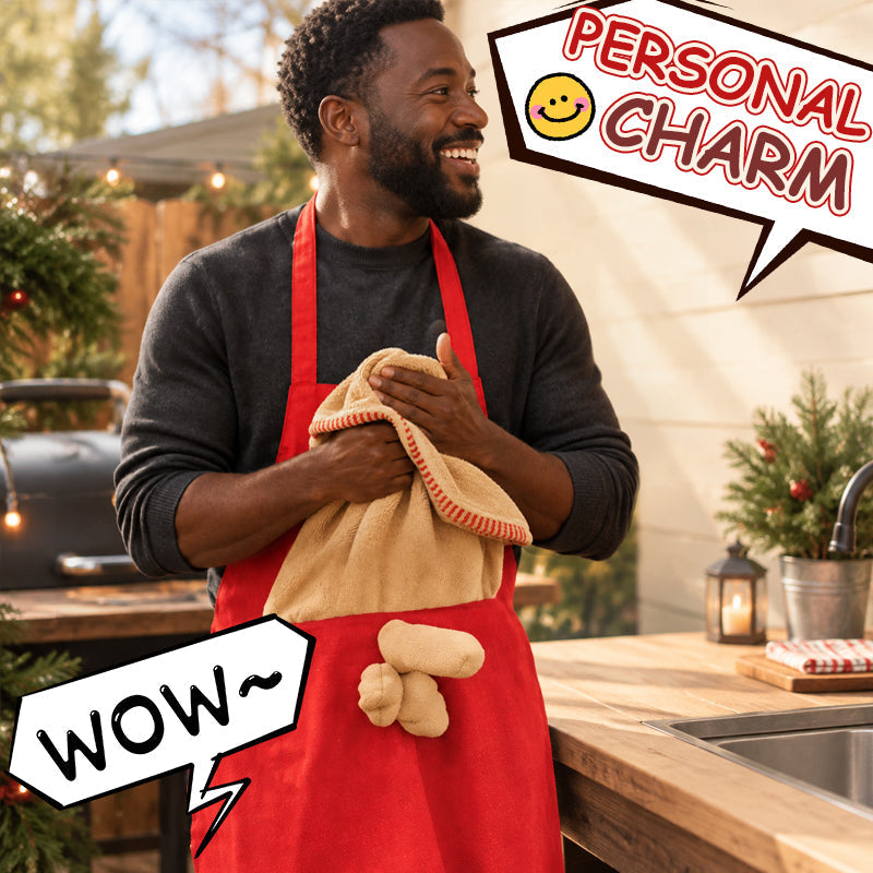 🎅 Kerst-BBQ-schort – Grappig kerstschort voor de grillmeester, inclusief handdoek