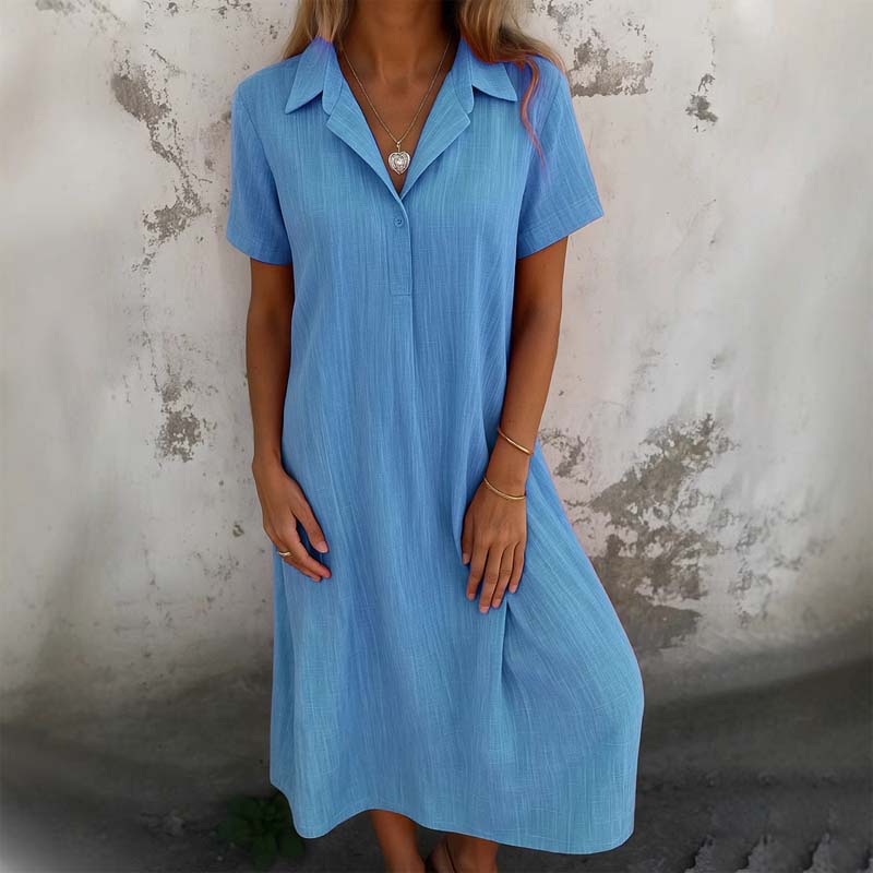 👗 V-Hals Katoen-Linnen Shirtjurk