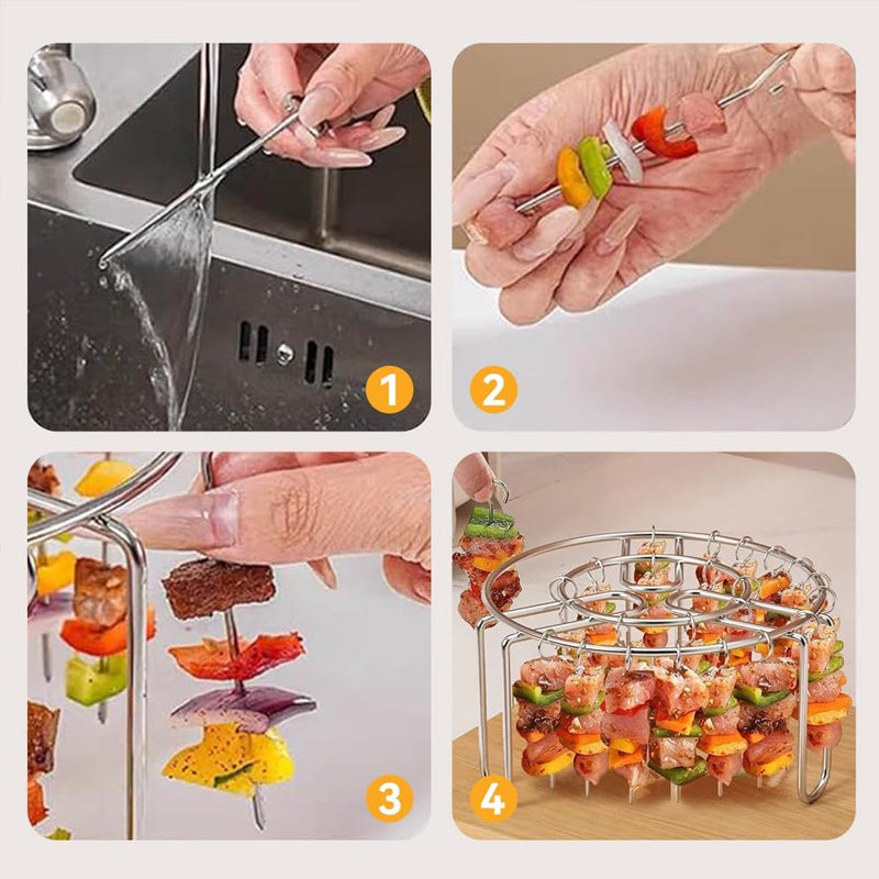 🔥 Spieshouder voor de heteluchtfriteuse – Roestvrijstalen verticale kebabhouder voor heteluchtfriteuses, ovens en zelfgemaakte BBQ-snacks🍢