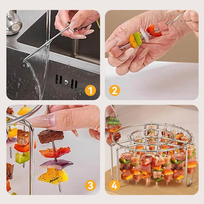 🔥 Spieshouder voor de heteluchtfriteuse – Roestvrijstalen verticale kebabhouder voor heteluchtfriteuses, ovens en zelfgemaakte BBQ-snacks🍢
