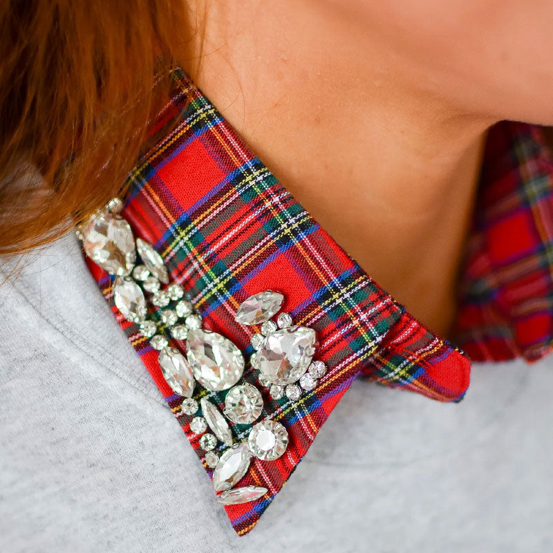 🎄 ✨Rode kerstsjaal met strass steentjes en afneembare kraag