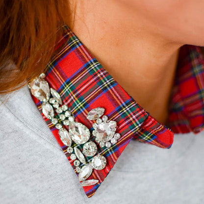🎄 ✨Rode kerstsjaal met strass steentjes en afneembare kraag