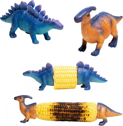 🦕⭐Nieuw in 2026⭐ Dinosaurus maïskolfhouders - Grappige maïskolfhouder voor kinderen en volwassenen met roestvrijstalen pinnen