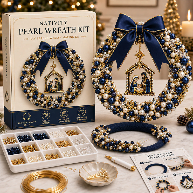 🎄✨ DIY-set voor een kerstkrans met parels – Handgemaakte deurversiering voor de feestdagen met kralen 💎🎀