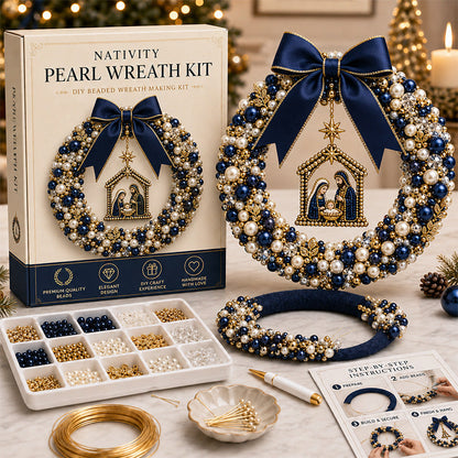 🎄✨ DIY-set voor een kerstkrans met parels – Handgemaakte deurversiering voor de feestdagen met kralen 💎🎀