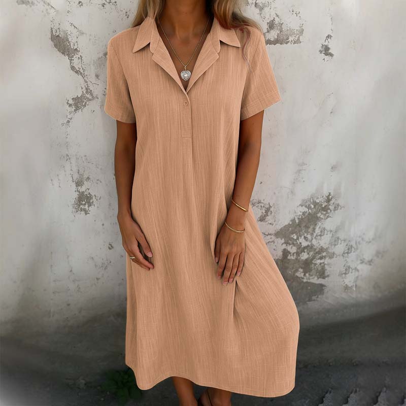 👗 V-Hals Katoen-Linnen Shirtjurk