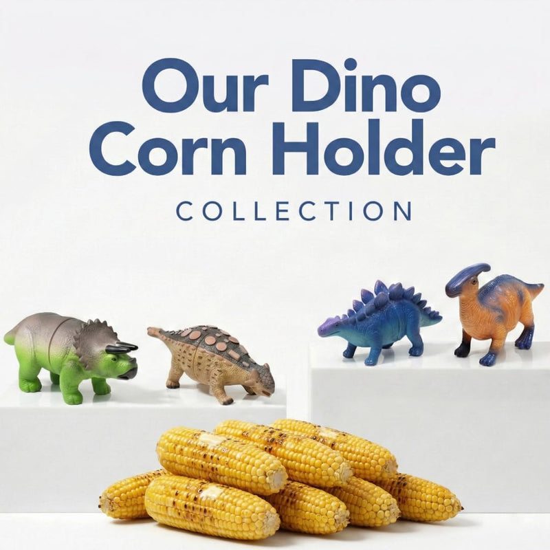 🦕⭐Nieuw in 2026⭐ Dinosaurus maïskolfhouders - Grappige maïskolfhouder voor kinderen en volwassenen met roestvrijstalen pinnen