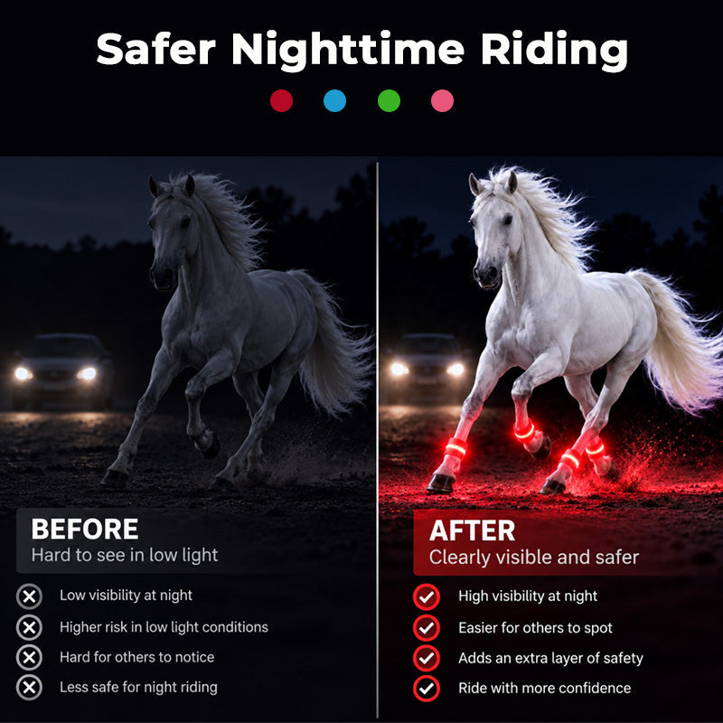 🐎LED-beenkousen voor paarden | Verlichte beenkousen met hoge zichtbaarheid voor nachtelijke ritten