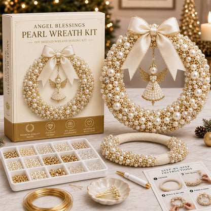 🎄✨ DIY-set voor een kerstkrans met parels – Handgemaakte deurversiering voor de feestdagen met kralen 💎🎀