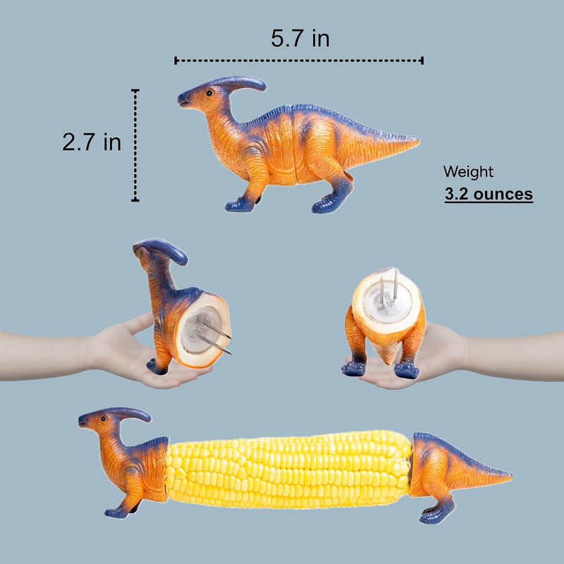 🦕⭐Nieuw in 2026⭐ Dinosaurus maïskolfhouders - Grappige maïskolfhouder voor kinderen en volwassenen met roestvrijstalen pinnen