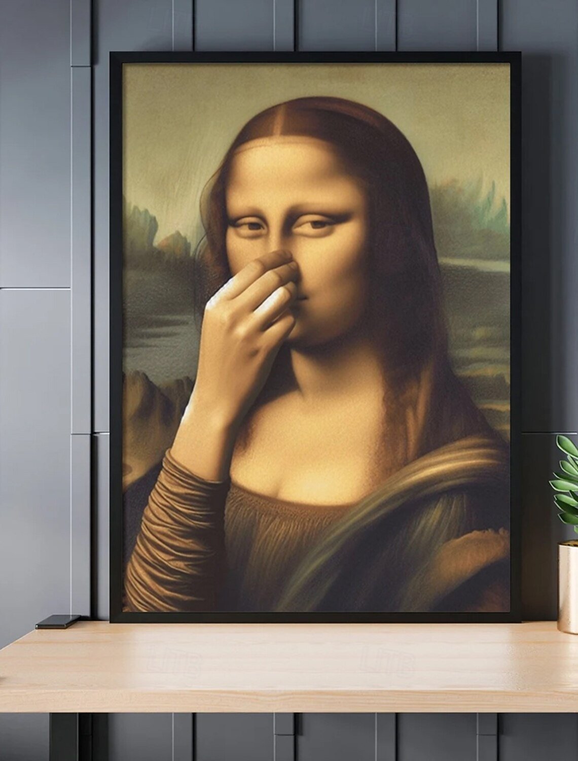 Artistieke decoratie die de Mona Lisa imiteert, leuke vintage decoratie voor de badkamer