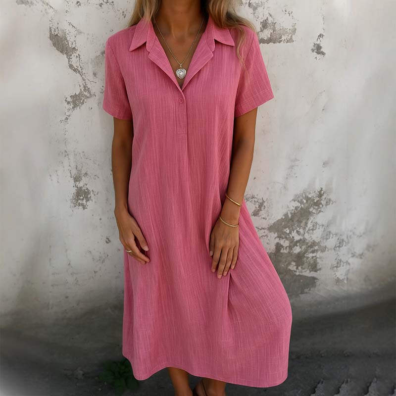 👗 V-Hals Katoen-Linnen Shirtjurk