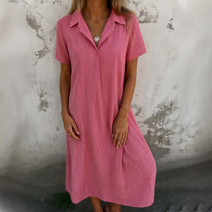 👗 V-Hals Katoen-Linnen Shirtjurk