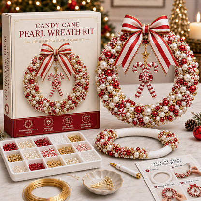 🎄✨ DIY-set voor een kerstkrans met parels – Handgemaakte deurversiering voor de feestdagen met kralen 💎🎀