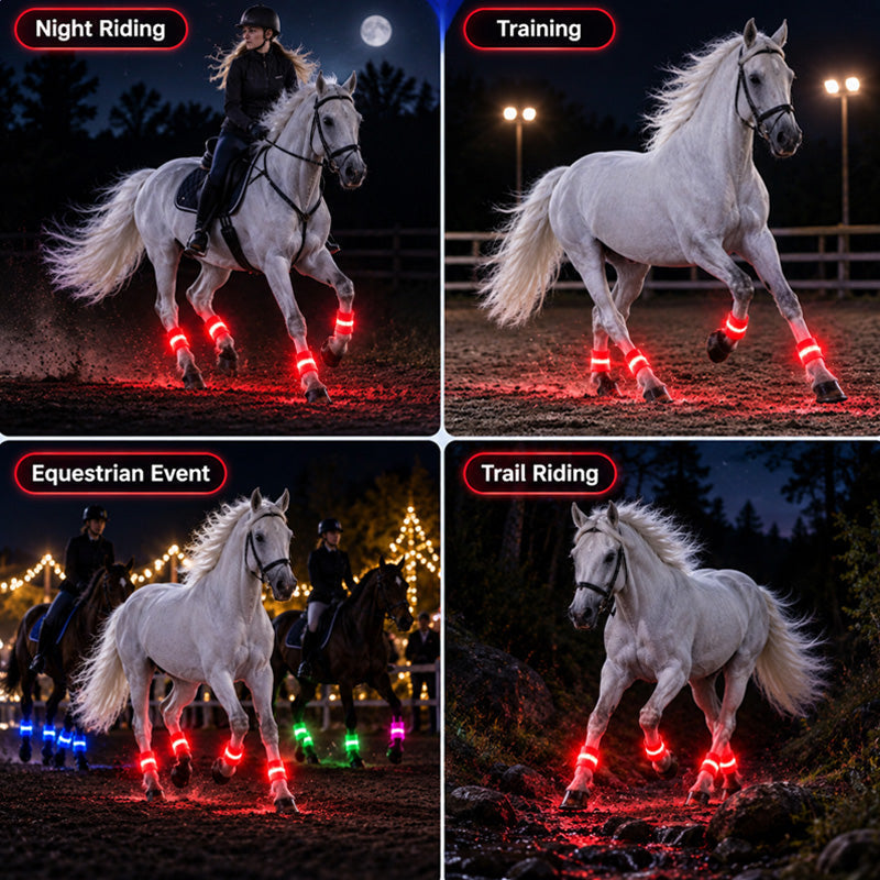 🐎LED-beenkousen voor paarden | Verlichte beenkousen met hoge zichtbaarheid voor nachtelijke ritten