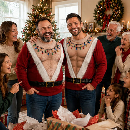 🎅 Grappig kerstshirt met lange mouwen en kerstmanmotief | Opvallend feestshirt voor de feestdagen
