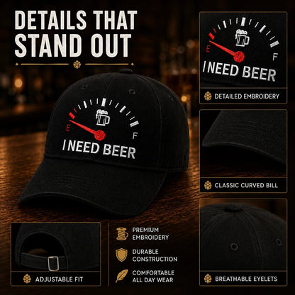 🔥LAATSTE DAG 50% KORTING - 🍺 ‘I NEED BEER’ geborduurde baseballpet – Unisex herdenkingspet🧢