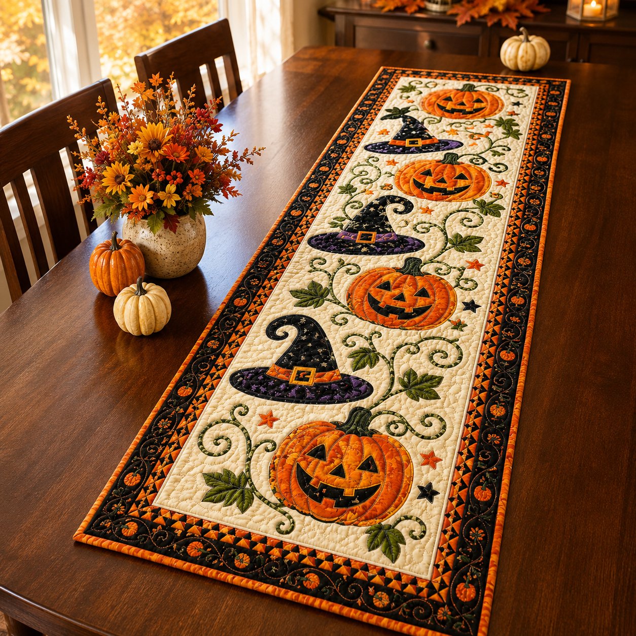 🎃 Halloween Quilted Table Runner – Cozy Fall Decor in Seconds