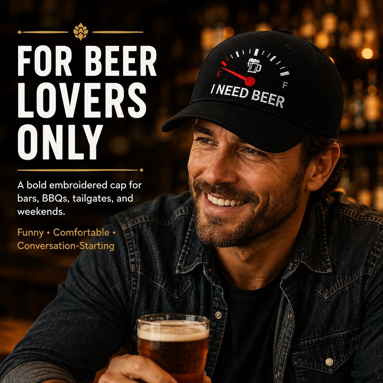 🔥LAATSTE DAG 50% KORTING - 🍺 ‘I NEED BEER’ geborduurde baseballpet – Unisex herdenkingspet🧢
