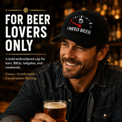 🔥LAATSTE DAG 50% KORTING - 🍺 ‘I NEED BEER’ geborduurde baseballpet – Unisex herdenkingspet🧢