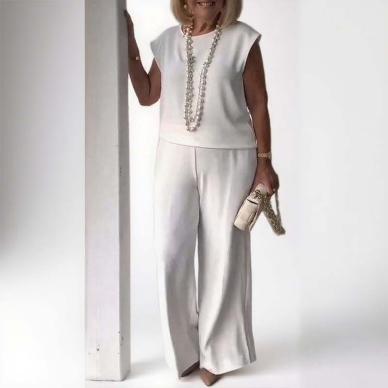 Elegant retro mouwloos tweedelig pak