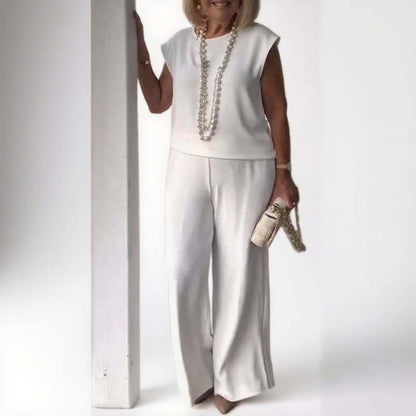 Elegant retro mouwloos tweedelig pak