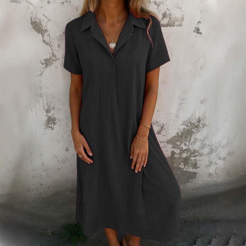 👗 V-Hals Katoen-Linnen Shirtjurk
