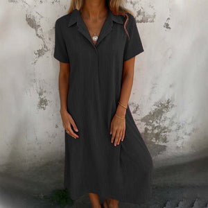 👗 V-Hals Katoen-Linnen Shirtjurk