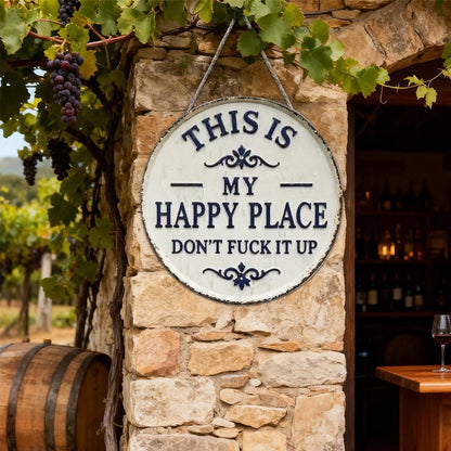 ✨Happy Place – Opvallend vintage metalen bord