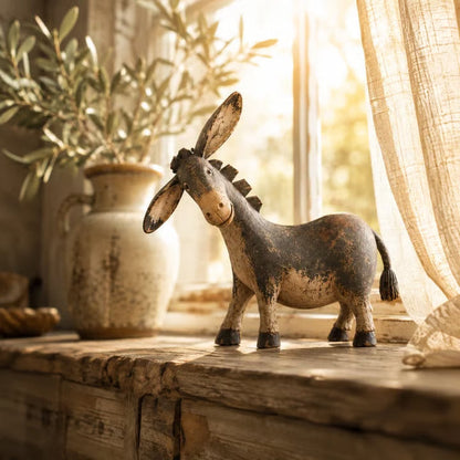 🐴 Rustic Donkey Figurine ✨ Distressed Vintage Resin Farmhouse Tabletop Decor