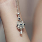 Afbeelding in Gallery-weergave laden, 14,0-15,0 mm zoetwaterparel en blauwe edelsteen lavalier hanger
