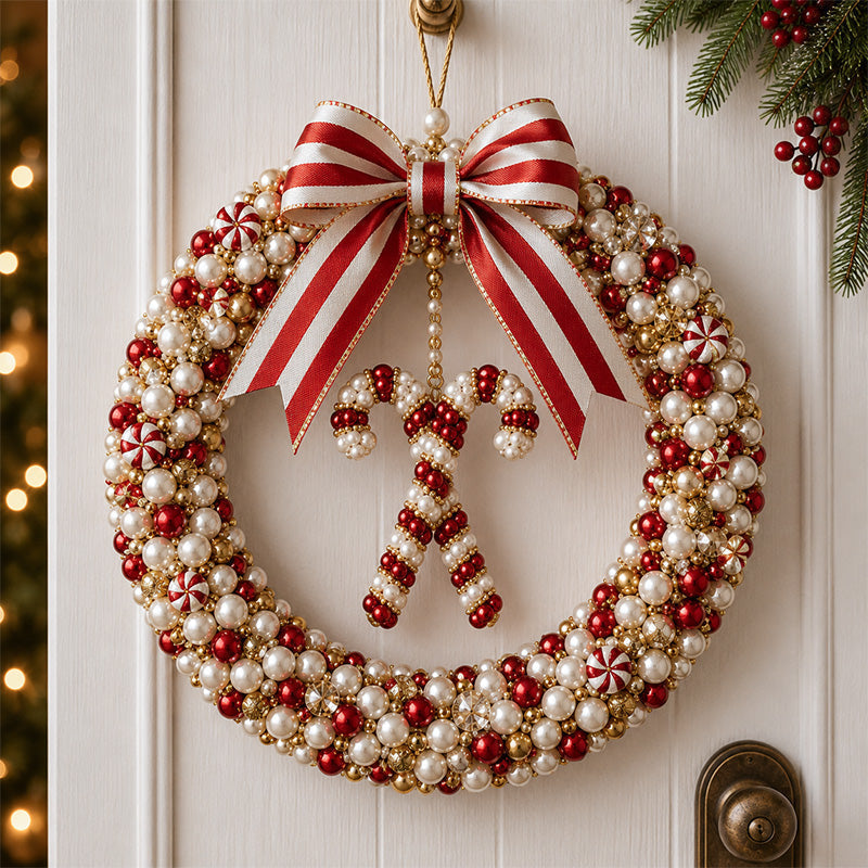 🎄✨ DIY-set voor een kerstkrans met parels – Handgemaakte deurversiering voor de feestdagen met kralen 💎🎀