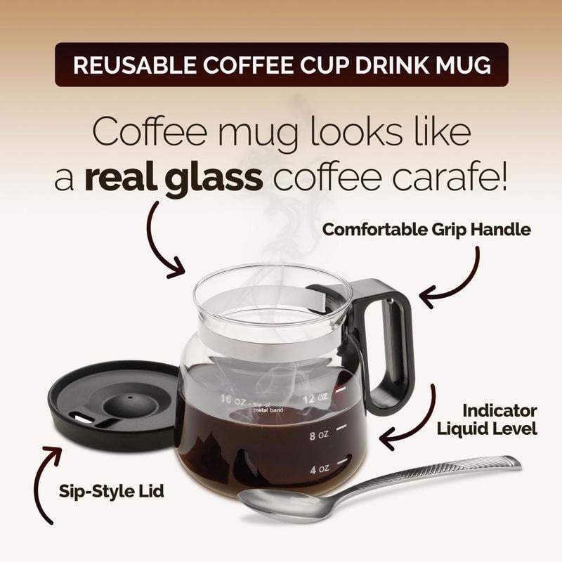 💕49% KORTING💖☕ 16 Oz Glazen Koffiemok – Koffiepot Stijl