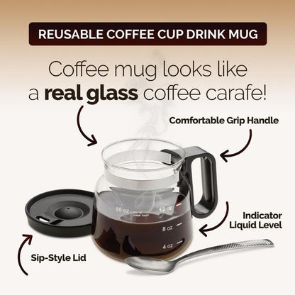 💕49% KORTING💖☕ 16 Oz Glazen Koffiemok – Koffiepot Stijl