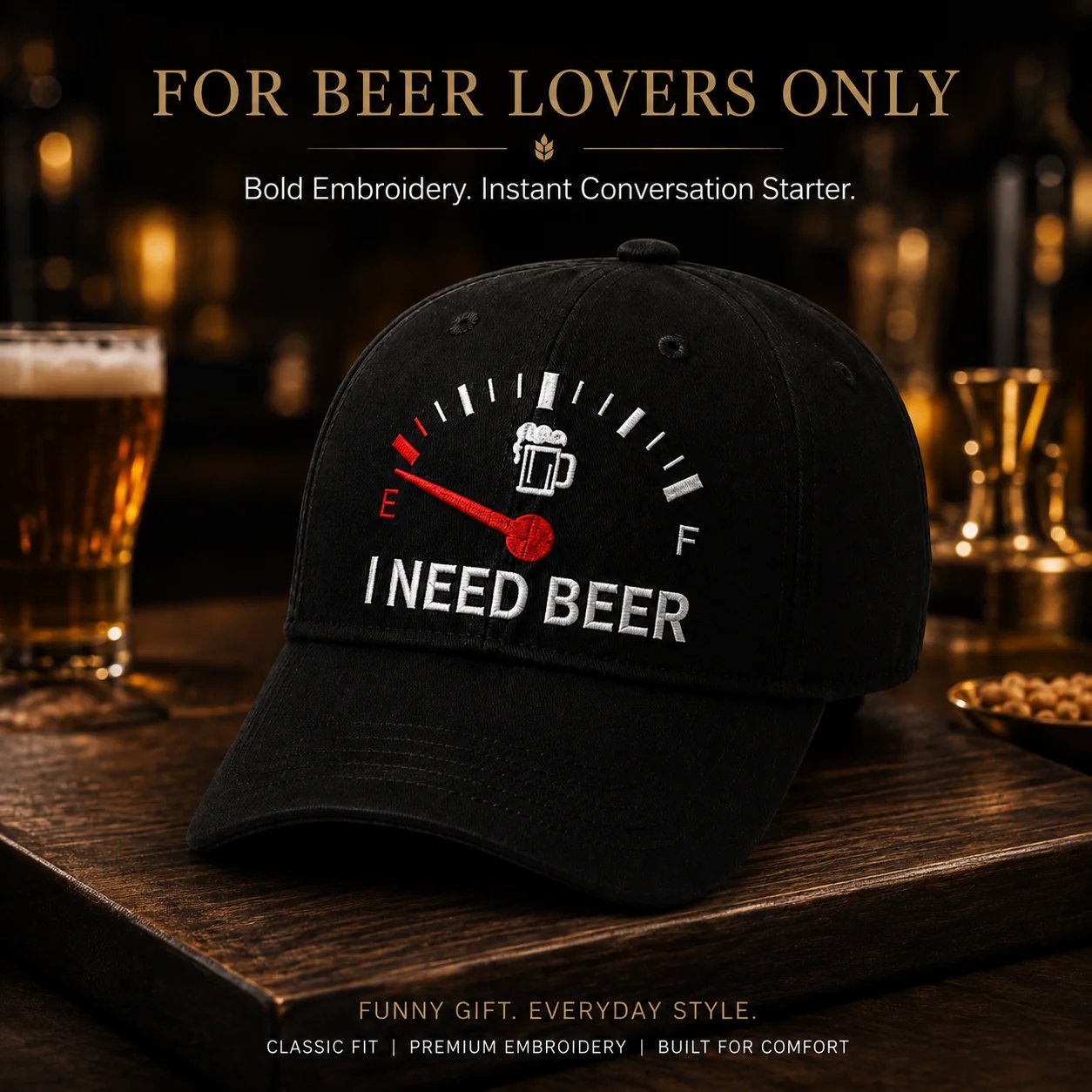 🔥LAATSTE DAG 50% KORTING - 🍺 ‘I NEED BEER’ geborduurde baseballpet – Unisex herdenkingspet🧢