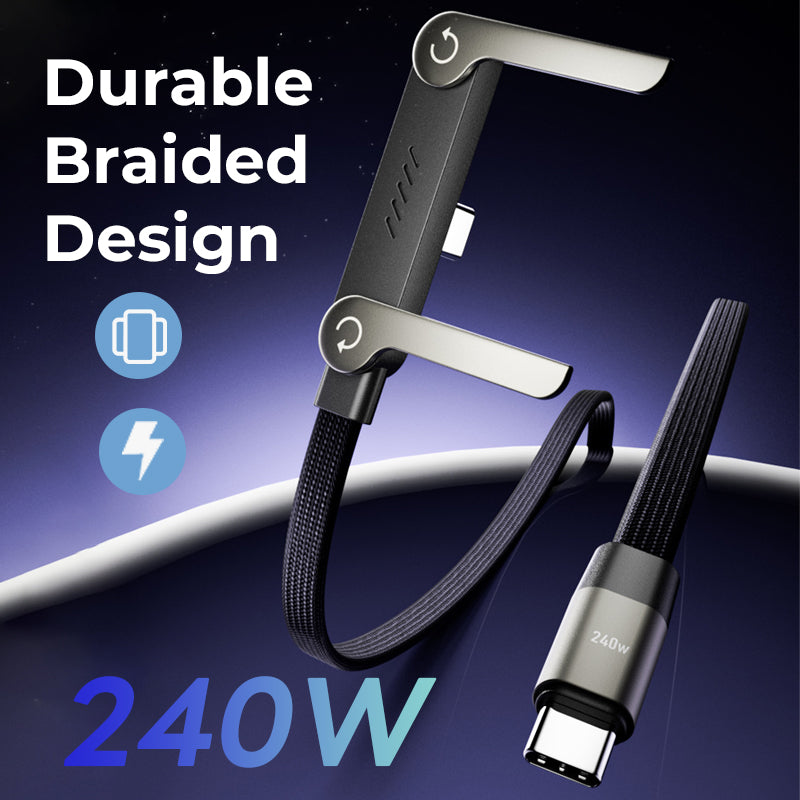 ⚡2-in-1 Onzichtbare Houder Oplaadkabel – 240W Snellaadkabel met Ingebouwde Telefoonstandaard