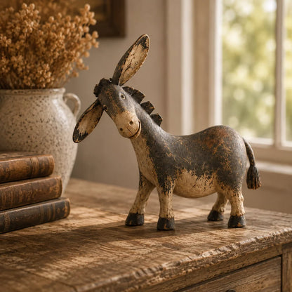🐴 Rustic Donkey Figurine ✨ Distressed Vintage Resin Farmhouse Tabletop Decor