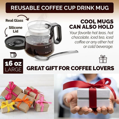 💕49% KORTING💖☕ 16 Oz Glazen Koffiemok – Koffiepot Stijl