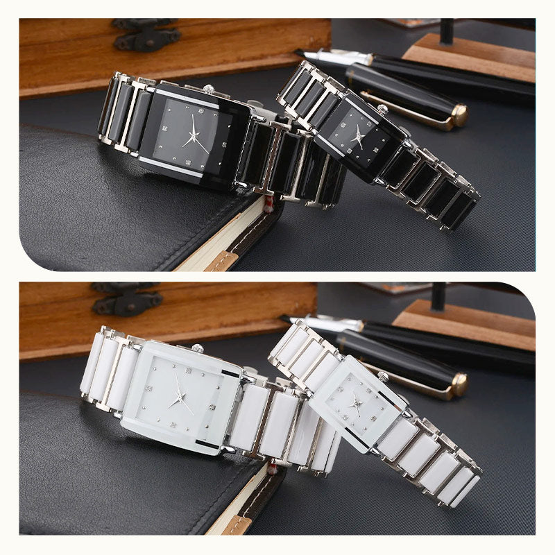 ⌚Modieus vierkant keramisch quartzhorloge