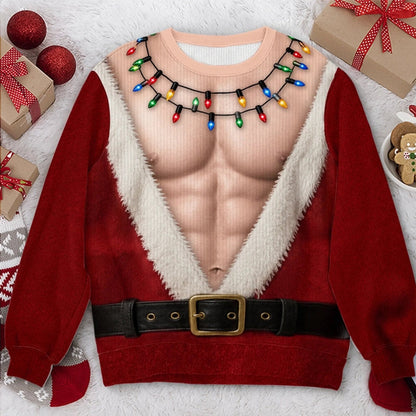 🎅 Grappig kerstshirt met lange mouwen en kerstmanmotief | Opvallend feestshirt voor de feestdagen